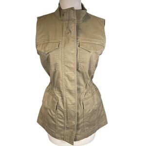 Banana Republic Sage Green Utility Peplum Vest Size Small Drawstring Waist
